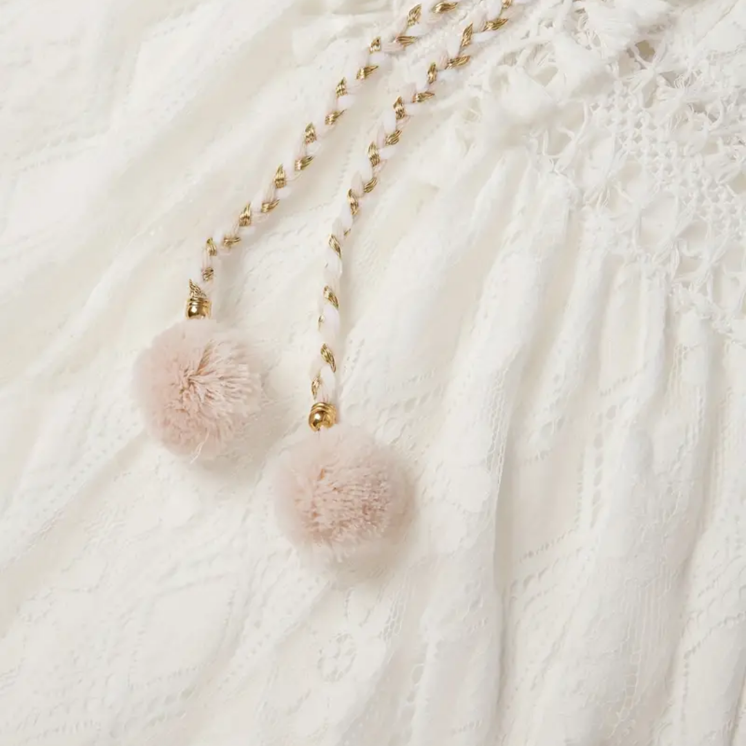 Damen-Midikleid – Lockere Passform – Spitzendetails – V-Ausschnitt – Boho-Stil – Atmungsaktiver Stoff